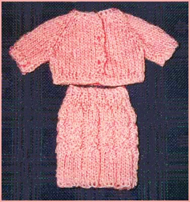 Barbie Doll Cardigan and Cable Skirt Knitting Pattern