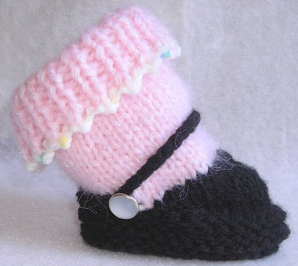 Mary Jane Baby Booties Knitting Pattern