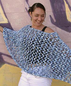 Ribbon Openwork Poncho Knitting Pattern