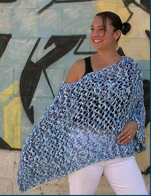 Ribbon Openwork Poncho Knitting Pattern