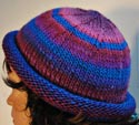 Colorful Striped Roll Brim Hat Knitting Pattern