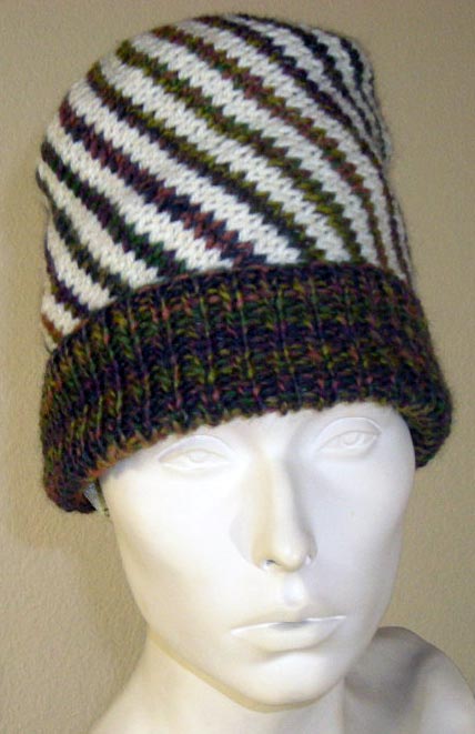 Striped Spiral Hat Knitting Pattern For Adults