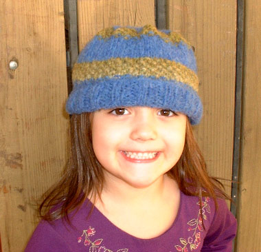 Striped Seed Stitch Hat Knitting Pattern For Children