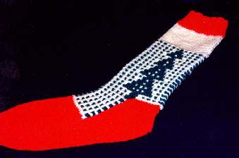 Christmas Stocking With Mosaic Christas Tree Motif Knitting Pattern